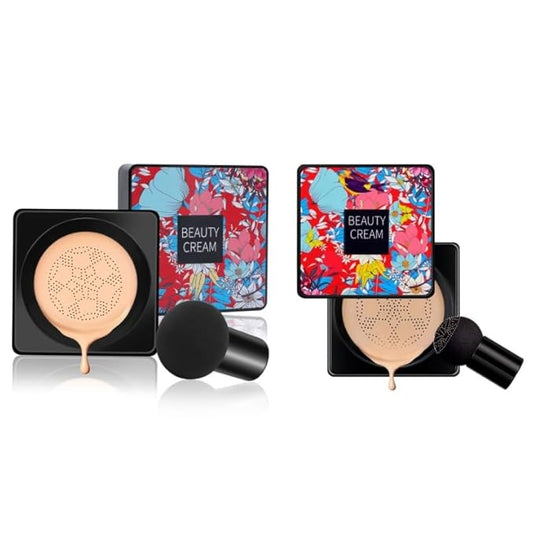 Mushroom Head Air Cushion BB Cream Even Skin Tone Makeup Base PrimerConcealer Lasting Nude Makeup Moisturizing Brightening Pigment CC Liquid Foundation (C-2PC)