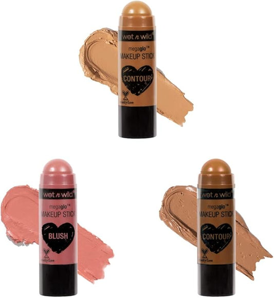 Wet n Wild MegaGlo Makeup Stick Conceal and Contour Brown Oak's On You, 1.1 Ounce, 804a & Makeup Stick Conceal and Contour Blush Pink Floral Majority, 3.5 Ounce & Makeup Stick Conceal and Contour