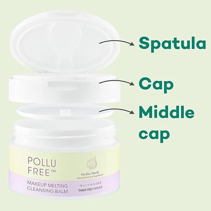 THANKYOU FARMER Pollufree Makeup Melting Cleansing Balm 3.16 Fl Oz (90ml) - Waterproof Makeup Remover, Patented Korean Herb Extract, Korean Cleansing Balm Makeup Remover, Oil Based Cleanser