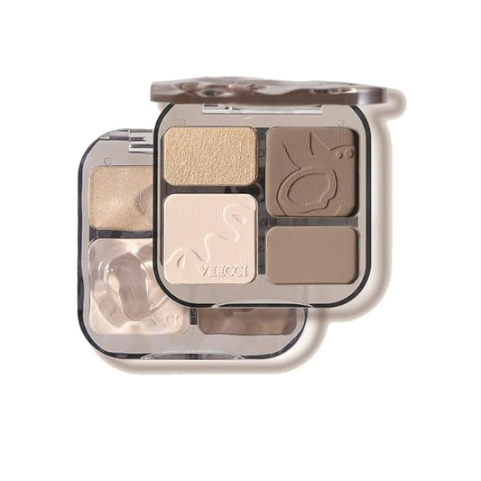 1 PC 4 Color Face Lift Facial Highlighter Blusher Contour Palette, 4 Color Multi Purpose Silky Facial Blusher Contour Facial Highlighter Palette (V01, 8g)