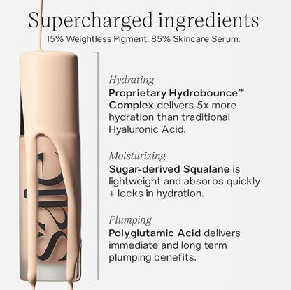 Saie Glowy Super Skin Tint Liquid Foundation - Hydrating Serum Foundation with Lightweight, Medium Coverage - Formulated with Hyaluronic Acid to Hydrate, Brighten and Plump - Shade 25 (1.01 oz)