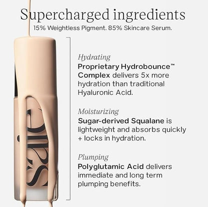 Saie Glowy Super Skin Tint Liquid Foundation - Hydrating Serum Foundation with Lightweight, Medium Coverage - Formulated with Hyaluronic Acid to Hydrate, Brighten and Plump - Shade 2 (1.01 oz)