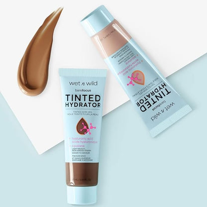 wet n wild Bare Focus Tinted Hydrator Matte Natural Finish, Oil-Free Tinted Face Moisturizer Makeup, Hyaluronic Acid, Squalane, Sheer To Medium Coverage, Medium Deep