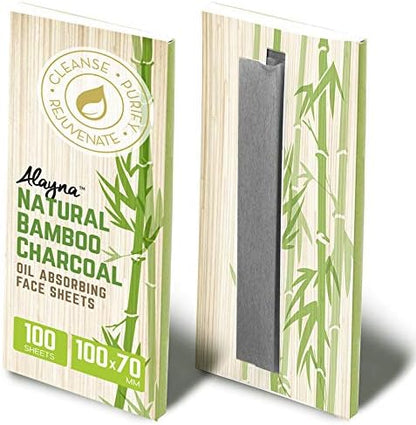 Oil Blotting Sheets for Face Natural Bamboo Charcoal Blotting Paper for Oily Skin Oil Absorbing Tissues Beauty Blotters Remove Excess Shine Organic Blot Papers For Facial Make Up & Skin Care 6 Pack