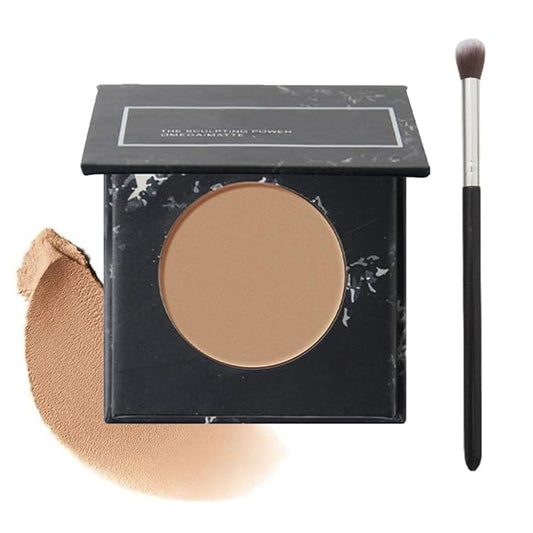 Matte Grey Contour Palette with Included Makeup Brush - Cool Toned, Ultra-Blendable, Face Sculpting Makeup for Light Skin Tones