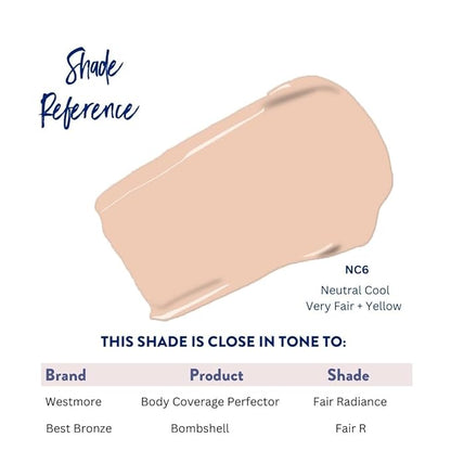 Best Bronze Bombshell Body Makeup - Tattoo Cover Up Makeup & Body Foundation Waterproof - Tattoo Concealer Waterproof for Scars, Varicose Veins Cover Up & Leg Foundation (NC6 Fair Radiance)