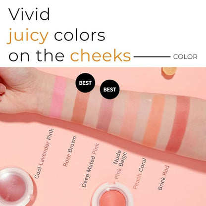 A'PIEU Juicy-Pang Jelly Blusher [CR01] (0.17 oz) - Soft Touch Cheek Color with Creamy Powdery Texture for Natural Dewy-Finish, No Fall-Out.