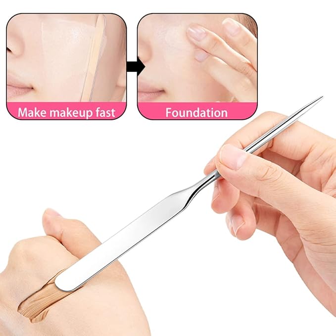6 Pack Stainless Steel Makeup Spatula Foundation Liquid Foundation Mixer Face Cream Applicator Cosmetic Mixing Tool for Foundation Eye Shadow Cream