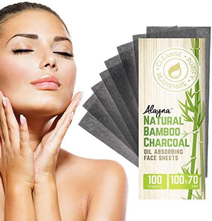 Oil Blotting Sheets for Face Natural Bamboo Charcoal Blotting Paper for Oily Skin Oil Absorbing Tissues Beauty Blotters Remove Excess Shine Organic Blot Papers For Facial Make Up & Skin Care 6 Pack