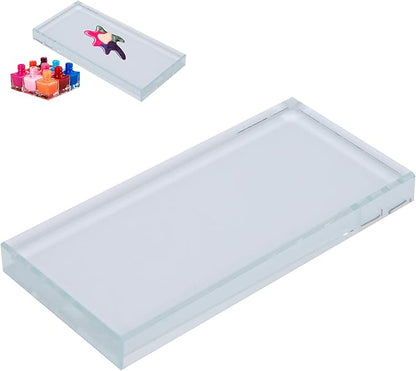 ZJchao Nail Art Palettes, Glass Nail Palettes False Eyelash Glue Holder for Mixing Color Blending Glass Rectangle Makeup