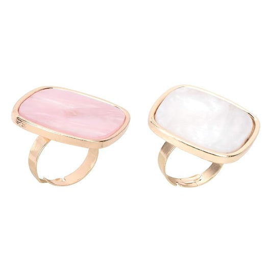 Beaupretty 2PCS Nail Palette Ring Nail Makeup Polish Ring Resin Marble Nail-Art Palette with Adjustable Finger-Ring