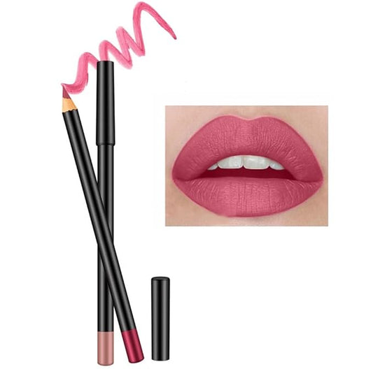 AKOAK Wooden Women's Lip Pencil, Waterproof Cosmetic Lipstick Pencil, Pack of 2