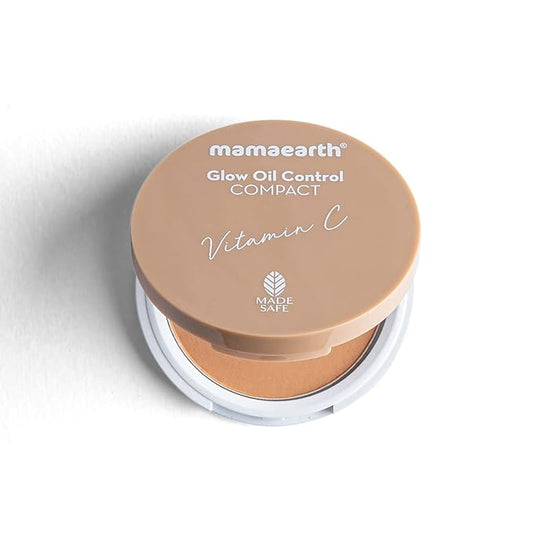 Mamaearth 12-Hour Oil Control Pressed Powder with SPF 30 (Almond Glow Shade) | Long Lasting Matte Finish with Buildable Coverage | Sun Protection with Vitamin C | Talc-Free | 0.32 Oz/9g
