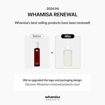Whamisa Organic Flowers Cleansing Oil, Face Cleanser, Postbiotic-Rich Makeup Remover for Deep Cleansing, Pore Care, Rolling, Fermented, Easy Clean (260ml)