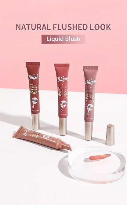Lightweight Liquid Cream Blush Eyeshadow - Superdewy & Buildable Pigmentation, Cruelty Free Vegan Makeup, Natural-looking Cheek Tint with Dewy Finish (#01, A)