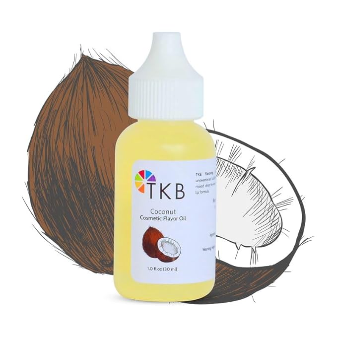 TKB Flavor Oil - DIY Cosmetics, Soaps, Body Care, Lip Gloss, Lipstick, Lip Balm, Unsweetened Flavoring Oil (Coconut, 1 floz (30ml))