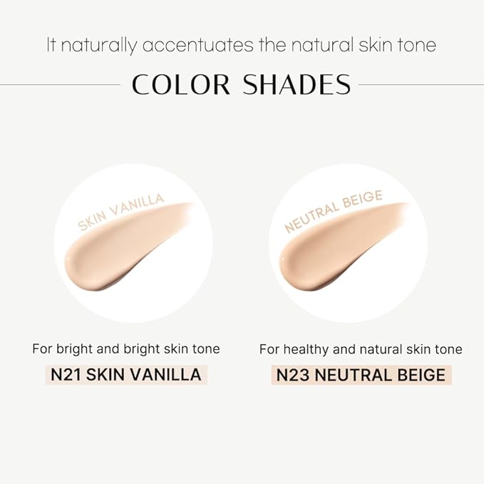 NUMBER EIGHT Skin Master Natural Cover Fit Cushion Foundation SPF 50+ PA+++ | N23 NEUTRAL BEIGE | Long lasting, Lightweight, Flawless Coverage, Hypoallergenic, Korean Beauty (15g / 0.52oz.)