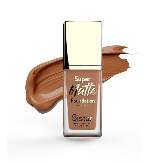 Sistar Super Matte Foundation Perfecting Liquid Foundation Full Coverage Control Shine Weightless Longwearing 30 mL / 1 fl. oz. (Mahogany)