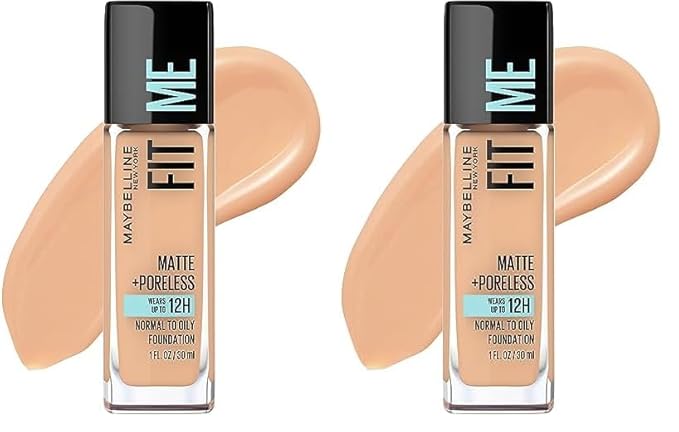 Maybelline Fit Me Matte + Poreless Liquid Foundation Makeup, Buff Beige, 1 fl. oz. (Pack of 2)