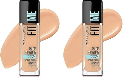 Maybelline Fit Me Matte + Poreless Liquid Foundation Makeup, Buff Beige, 1 fl. oz. (Pack of 2)