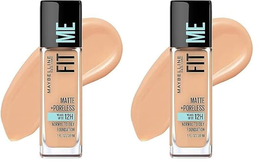Maybelline Fit Me Matte + Poreless Liquid Foundation Makeup, Buff Beige, 1 fl. oz. (Pack of 2)