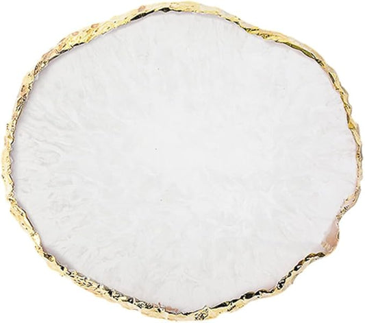 Nail Art Palette Stone,Resin Nail Art Palette,Nail Art Painting Mixed Color Palette Gold Edge Nail Gel Color Makeup Display