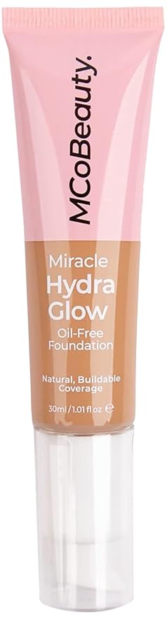MCoBeauty Miracle Hydra Glow Oil-Free Foundation - Water-Based, Light-Medium Coverage - Features A Natural Satin Finish - Ultimate Radiant Base - With A Second-Skin Feel - Natural Tan - 1 Oz