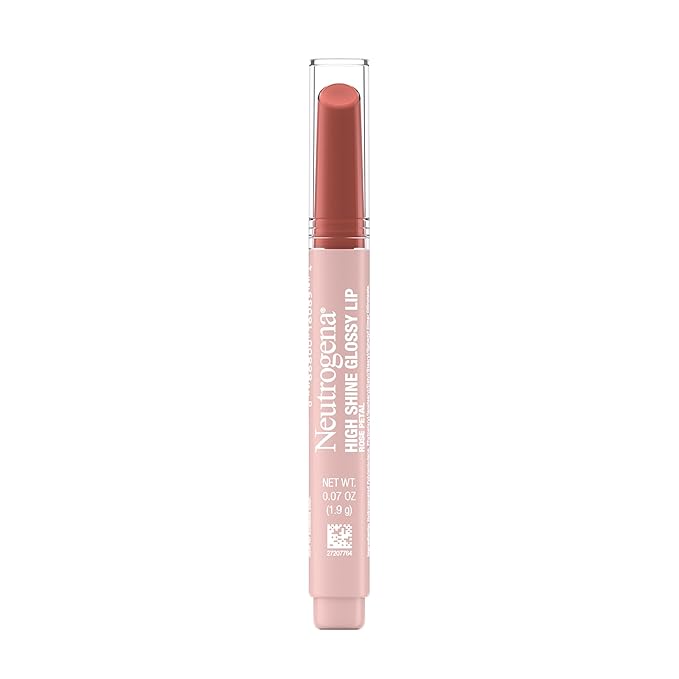 Neutrogena High Shine Glossy Lip with Maracuja Oil + Vitamins & Antioxidant Vitamin E, Nourishing Glossy Lip, Non-Retractable, Pigmented For Buildable Color, Rose Petal, 0.07 oz