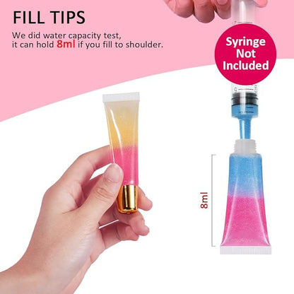 AMORIX 6 Packs Lip Gloss Tubes 5ml Black Cap Lip Gloss Containers Empty Lip Balm Tubes Cosmetic Squeeze Lipgloss Tubes for DIY Lip Gloss Base