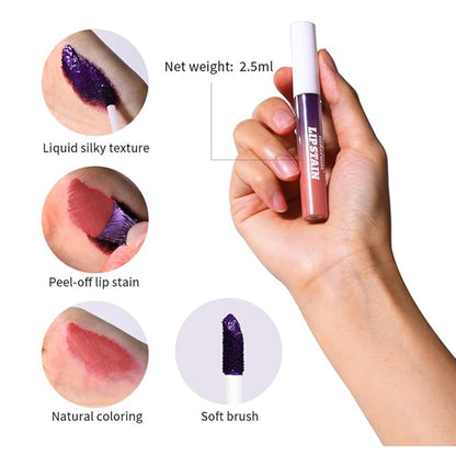 Pipe-off lip liner stain,line tattoo high-color Tint,Smudge-Proof,Waterproof,light brown/dark brown/burgundy long-lasting,Nude Matte Tint,Non-Fading, Full Coverage（#1 Light Pink）