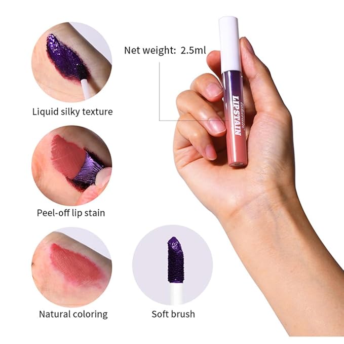 Pipe-off lip liner stain,line tattoo high-color Tint,Smudge-Proof,Waterproof,light brown/dark brown/burgundy long-lasting,Nude Matte Tint,Non-Fading, Full Coverage（#3 Hot Pink）