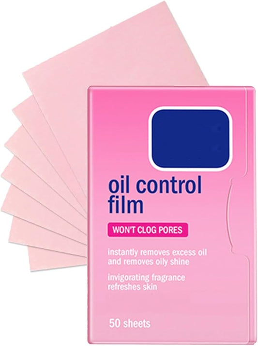 Oil Blotting Sheets for Face,Face Oil Absorbing Oil Blotting Paper for Oily Skin, Portable Oil Wipes Pink& Makeup-Friendly (50 Sheets)