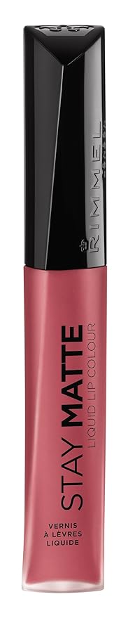 Rimmel London Stay Matte Liquid Lip Color with Full Coverage Kiss-Proof Waterproof Matte Lipstick Formula that Lasts 12 Hours - 100 Pink Bliss, .21oz