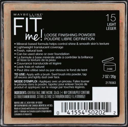 Maybelline Fit Me Loose Setting Powder, Face Powder Makeup & Finishing Powder, Light, 1 Count (Pack of 2)