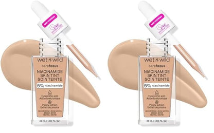 wet n wild Bare Focus Skin Tint, 5% Niacinamide Enriched, Buildable Sheer Lightweight Coverage, Natural Radiant Finish, Hyaluronic & Vitamin Hydration Boost, Cruelty-Free & Vegan - Medium Beige