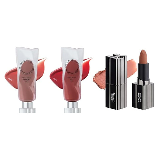 MUZIGAE MANISON City Chic Trio - 03 Nuddy | Objet water 01 Signature & 02 Spicy & Moodwear Blur 03 Nuddy | K-Beauty Lip Stain Matte Lipstick