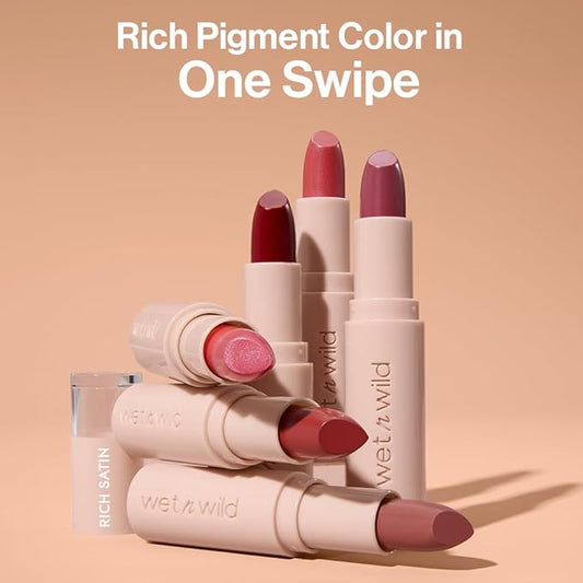 wet n wild Mega Last Rich Satin Lip Color, Rich Creamy Color with Satin Finish, Infused with Vitamin E & Moisturizing Argan Oil, Lightweight, Silky-Smooth, Vegan & Cruelty-Free - Berried Life