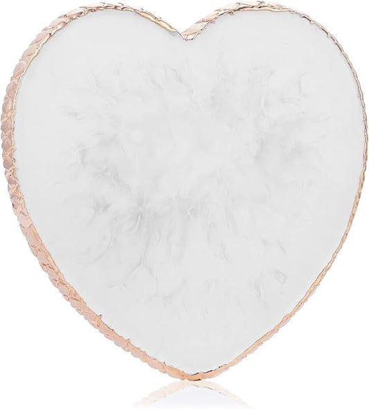 Resin Nail Art Palette Gold Edge Nail Holder Heart Shaped Color Makeup Foundation Mixing Tools Display Board Gel Nail Art Color Mixing Palette Painting Tray Manicure Tool
