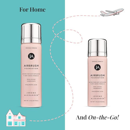 Jerome Alexander MagicMinerals AirBrush Foundation Bundle – Full Size + Mini Travel Size Spray Makeup, Bright Light – Lightweight, Buildable Coverage with Skincare & Anti-Aging Ingredients