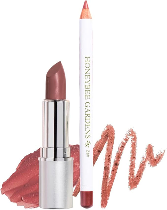 Honeybee Gardens Lip Liner + Lipstick Bundle, Zen & Swizzle