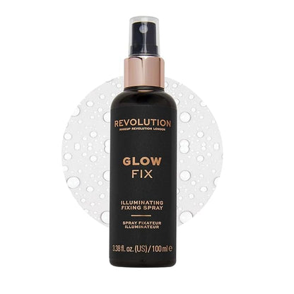Makeup Revolution, Glow Fix Illuminating Fixing Spray, Glow Finish, Hydrating & Brightening Setting Spray for Face, Vegan & Cruelty-Free, 3.38fl.oz