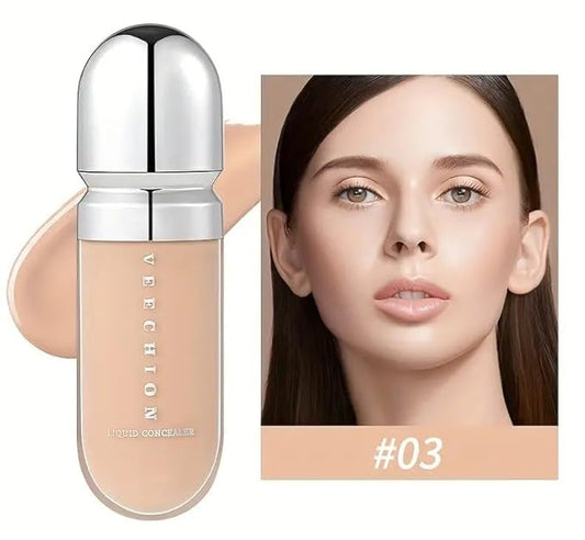 12-Shade Full Coverage Long Lasting Concealer, Waterproof Liquid Foundation For All Skin Types, Matte Finish, Buildable Coverage (3, 8ml)