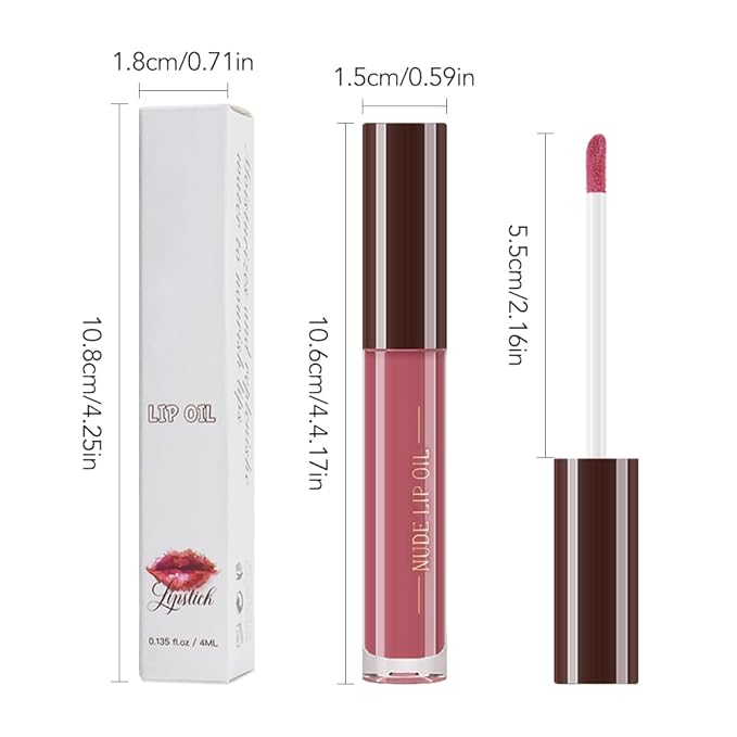 Hydrating Glow Lip Gloss Oil, Tinted Lip Plumper Lip Glosses Oil, Younger-Looking Lips Chocolate Scent, Non-Sticky Creamy Texture for Dry Lips, Brillo labial en aceite hidratante con brillo 08#