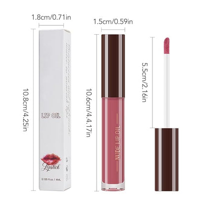 Hydrating Glow Lip Gloss Oil, Tinted Lip Plumper Lip Glosses Oil, Younger-Looking Lips Chocolate Scent, Non-Sticky Creamy Texture for Dry Lips, Brillo labial en aceite hidratante con brillo 08#
