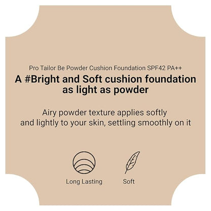 ESPOIR Pro Tailor Be Powder Cushion Foundation SPF42 PA++ #4 Beige (13g+refill 13g) | A Soft Cushion Foundation of a Light Texture & Long Lasting Weightless Full Coverage | Korean Makeup