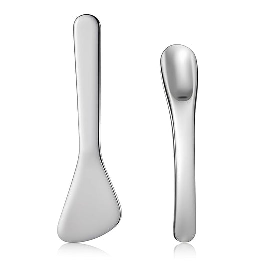 2Pcs Cosmetic Spatula, Mini Metal Cosmetic Spatulas, Makeup Spatulas Skincare Spatula Cream Spatula Beauty Accessories Mixing Sampling Lotions Moisturizers Accessories (Style B)