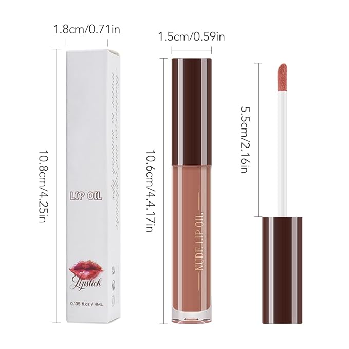 Hydrating Glow Lip Gloss Oil, Tinted Lip Plumper Lip Glosses Oil, Younger-Looking Lips Chocolate Scent, Non-Sticky Creamy Texture for Dry Lips, Brillo labial en aceite hidratante con brillo 01#