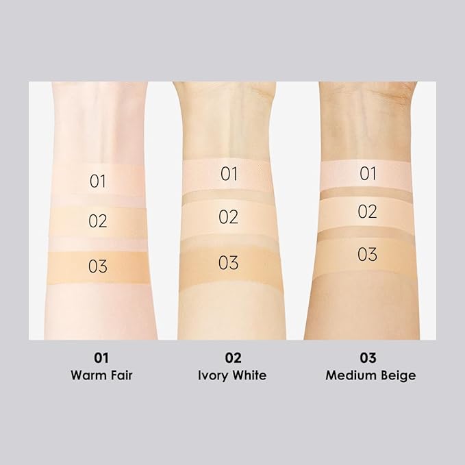 Black Magnet Cushion Foundation - Full Buildable Coverage, Moisturizing, Lightweight, 16H Long-Lasting Glow Looking, Refill Included, 01.Warm Fair