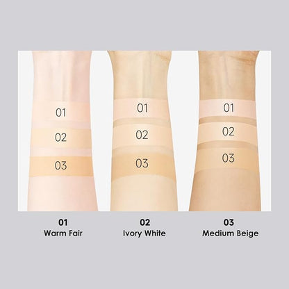 Black Magnet Cushion Foundation - Full Buildable Coverage, Moisturizing, Lightweight, 18H Long-Lasting Glow Looking, Refill Included, K01.Warm Fair