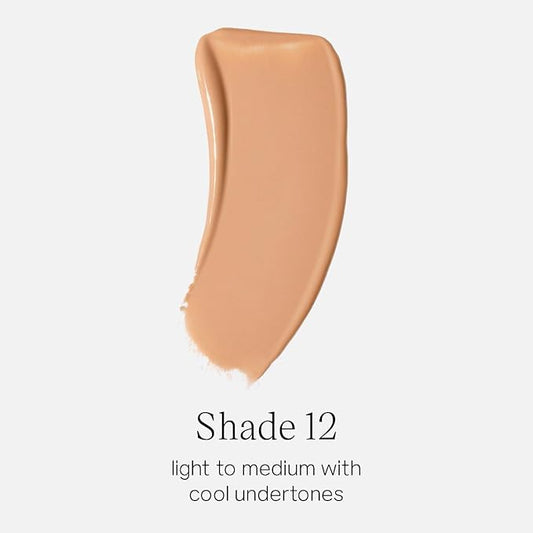 Saie Glowy Super Skin Tint Liquid Foundation - Hydrating Serum Foundation with Lightweight, Medium Coverage - Formulated with Hyaluronic Acid to Hydrate, Brighten and Plump - Shade 12 (1.01 oz)